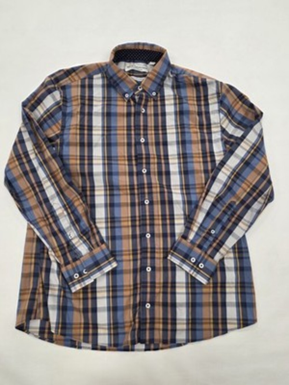 Nick Graham Everywhere Mens Shirt Stretch Modern Fit Long Sleeve Blue Plaid XL